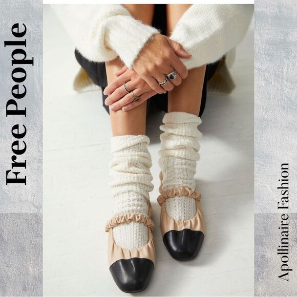 Free People Madeline Ballerina Beige and Black Ballet Flats Size 9 NWT - Picture 1 of 7